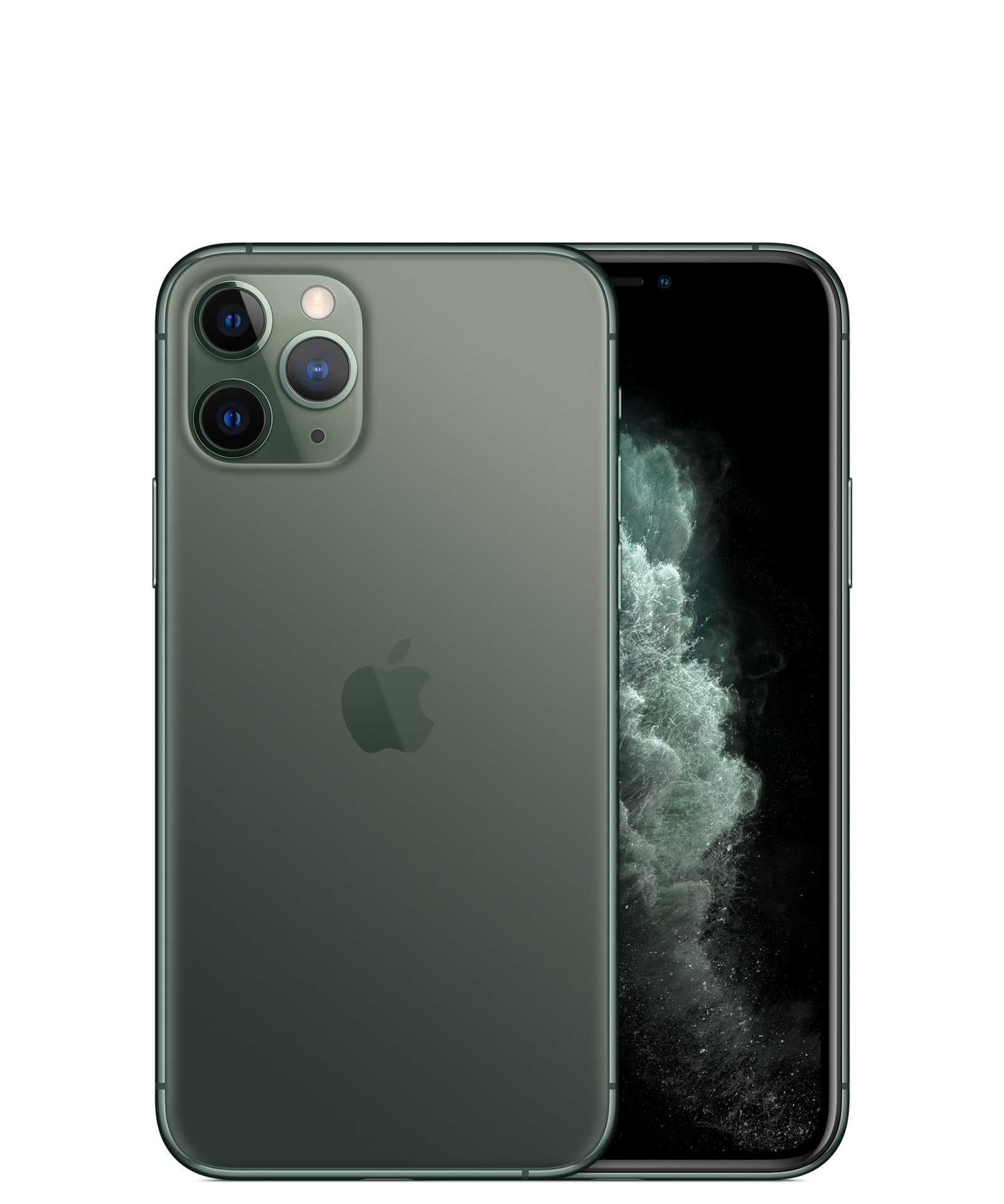 iPhone 11 Pro in Midnight Green, front and back